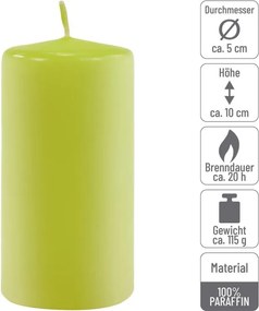 Zestaw świec filarowych, 10 cm, Ø 5 cm, jasnozielone, 8 szt.