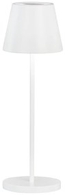 Biała lampa stołowa LED ze ściemniaczem i metalowym kloszem (wysokość 34 cm) Cosenza 2.0 – Fischer &amp; Honsel