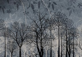 Fototapeta - Drzewa na niebieskim tle (196x136 cm)