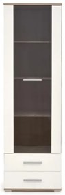 Witryna do salonu LIMA W-1 biała/dąb sonoma HALMAR