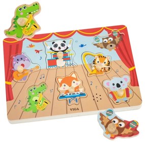 Viga puzzle dźwiękowe dopasuj muzykujące zwierzęta