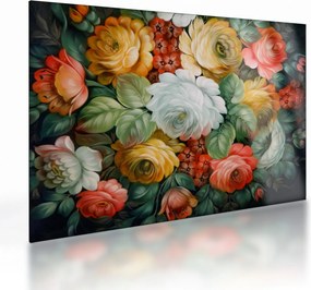 Obraz na szkle namalowanego bukietu kwiatów (70x50 cm)