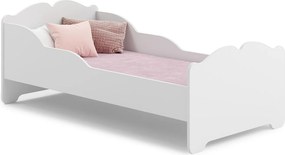 Łóżko dziecięce Anna 140x70 cm białe z stelażem i materacem, trwałe drewno, maksymalne bezpieczeństwo bez schowka