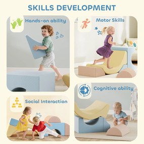 AIYAPLAY Zestaw 5 Piankowych Klocków do Wspinania, z Pokryciem z Cordu, Lekkie, do Budowania, Raczkowania, Wspinania, Kolorowe