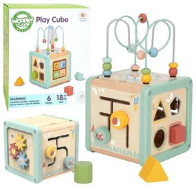 Woopie green drewniana kostka aktywności multifunkcyjna edukacyjna sorter