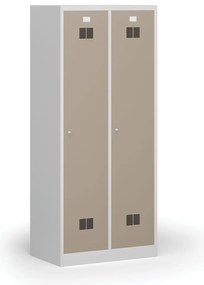 Szafka ubraniowa S1 z przegrodą, 1850 x 800 x 500 mm, zamek cylindryczny, drzwi beżowe