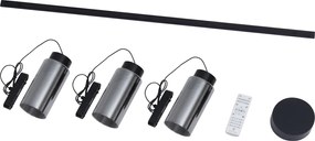 Nowoczesny system oświetlenia szynowego z 3 czarnymi lampami wiszącymi 1-fazowymi - Magnetic Vance