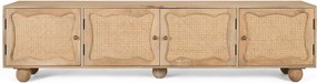 Stojak pod telewizor z drewna mango 200 cm w stylu boho śródziemnomorskim - 51x200x40