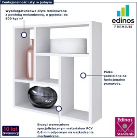 Biała półka wisząca kwadratowa H6-B68