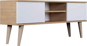Skandynawska szafka pod telewizor dąb artisan + biały T5-E64