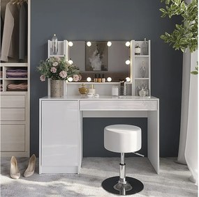 Stół do toalety biały/biały wysoki połysk 119.8x50.1x76 sherry