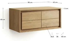 Brązowa wisząca szafka pod umywalkę z litego drewna tekowego 90x40 cm Kenta – Kave Home