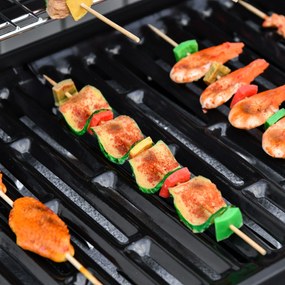 Outsunny Grill gazowy grill na kółkach z 7 palnikami szafka wielofunkcyjny metal czarny
