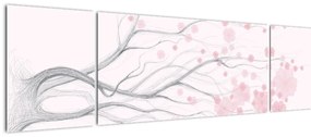 Obraz - Różowe kwiaty (170x50 cm)