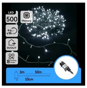 Aigostar - LED Zewnętrzny łańcuch świąteczny 500 x LED / 8 funkcji 53 m IP44 zimna biel