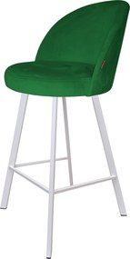 Hoker TRIX krzesło barowe tkanina Welur podstawa metalowa : Kolor nogi - Biały profil, Kolor tkaniny - VELVET - MG25, Typ siedziska - Siedzisko stałe