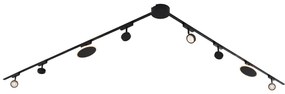 System oświetleniowy szynowy z 6 reflektorami i 2 lampami sufitowymi, czarny, 1-fazowy - Magnetic Lance Puk
