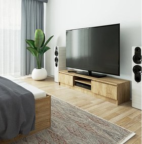 Szafka RTV AKORD Dąb Sonoma 160 cm 2 drzwi kolor Dąb Sonoma mat 2 półki 160x40x33 cm