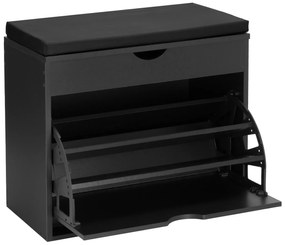 Otwierana czarna szafka na buty z siedziskiem  E5-H58