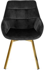 Krzesło Tapicerowane Obrotowe do Salonu MIA Czarne Welurowe Nowoczesne Glamour