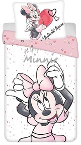 Biała/różowa bawełniana pościel dziecięca jednoosobowa 140x200 cm Minnie "White" – Jerry Fabrics
