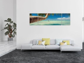 Obraz - Czyste morze z palmą (170x50 cm)