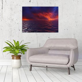 Obraz na szkle - morze z ptakami (70x50 cm)
