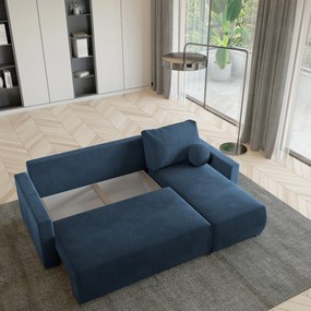 Masseno Narożnik SORGE z funkcją spania i pojemnikiem na pościel Narozniki L, Rozkładana sofa - Niebieski, POSO 05 + KRONOS 05