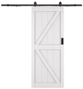 Drzwi przesuwne naścienne - Drewno i MDF - biały - wys. 205 x szer. 83 cm - NEFARA