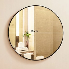 Okrągłe lustro – średnica 70 cm, cienka rama, nowoczesny design