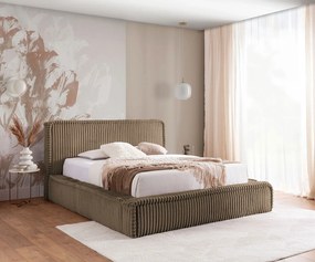 Brązowe łóżko sztruksowe z USB 5 rozmiarów D3-L76