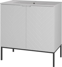 Szafka z umywalką wpuszczaną Aspen 08, biały mat/czarny, 80 cm - zestaw 3