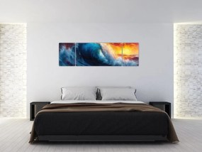 Obraz - Fala o zachodzie słońca (170x50 cm)