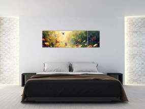 Obraz - Wiosenna łąka kwiatowa, malarstwo (170x50 cm)