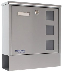 Skrzynka pocztowa LAGO, 330 x 305 x 97 mm, srebrna