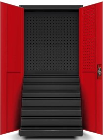 Szafa warsztatowa z szufladami Darek 92x50x185 cm antracyt/czerwony
