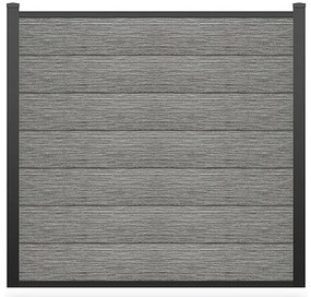 Panele ogrodzeniowe z podmurówką wys. 181 cm – zestaw 7 kompozytowych lamel + 2 jasnoszare słupki – ENOLA