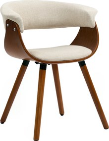 HOMCOM Krzesło do jadalni, styl lniany, zakrzywione oparcie, nogi z drewna, Beżowe