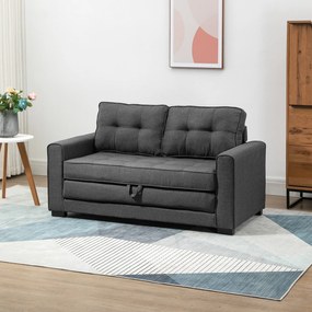 HOMCOM Sofa rozkładana 2-osobowa aksamitna niebieska z funkcją spania kompaktowa do małych mieszkań | Aosom PL