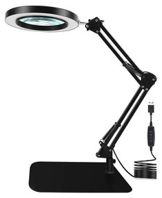 LED Lampa stołowa ściemnialna ze szkłem powiększającym LED/11W/5V czarna