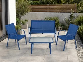 Zestaw mebli ogrodowych Boston 025 - sofa 2-osobowa, 2 fotele, stolik, kolor granatowy