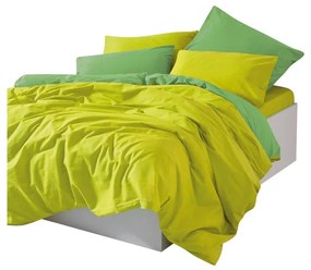 Żółto-zielona pościel dwuosobowa z bawełny renforcé z prześcieradłem/4-częściowa 200x220 cm Sage – Mijolnir