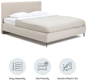 Beżowe tapicerowane łóżko dwuosobowe ze stelażem 160x200 cm Noira Slim – Bonami Selection
