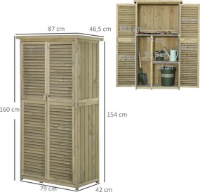 Outsunny szafka ogrodowa drewno szafka na narzędzia 4 półki z asfaltowym dachem szara
