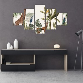 Obraz - Dżungla pełna zwierząt (125x70 cm)