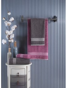 Różowo-antracytowe bawełniane ręczniki zestaw 4 szt. – Mila Home