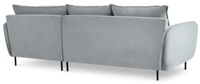 Jasnoszara narożna aksamitna sofa prawostronna Cosmopolitan Design Vienna