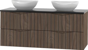 Zestaw Łazienkowy 120cm Szafka z Blatem Umywalka Ryflowane Fronty Dąb Orzech Stella