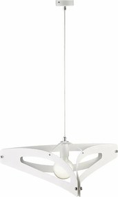 Onyx lampa wisząca z białego żelaza i chromu, laserowy dyfuzor, regulowany kabel, Ø51 cm