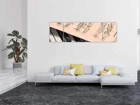 Obraz fortepianu z nutami (170x50 cm)